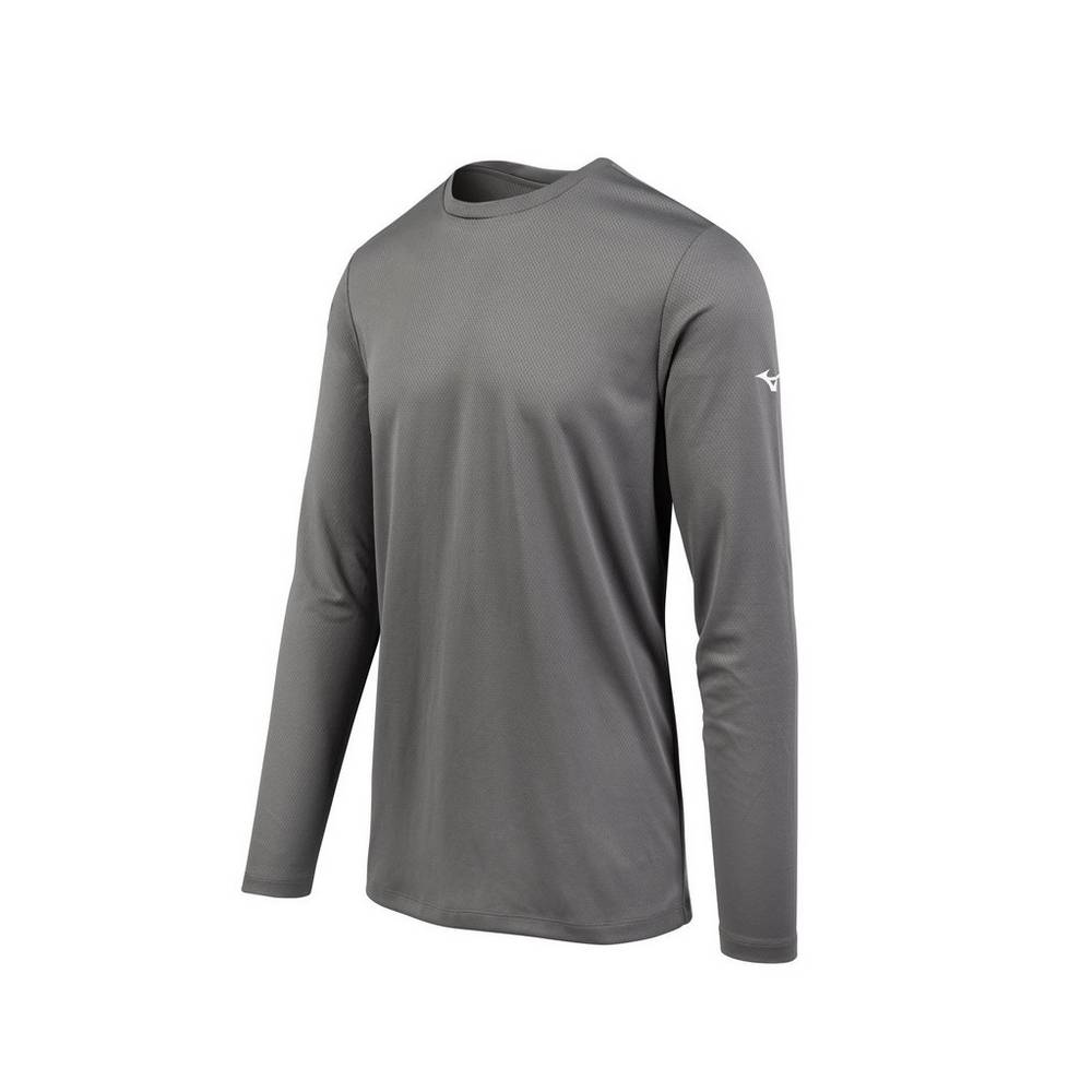 Camisetas Mizuno Long Sleeve Hombre Gris Outlet ASPI-64829